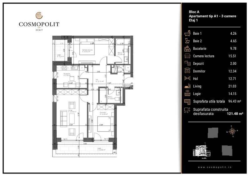 Apartament 3 camere Cosmopolit Zenit | Răcădău - 3