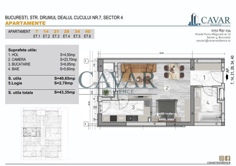 Garsoniera tip studio cu zona de dormit separata - 2