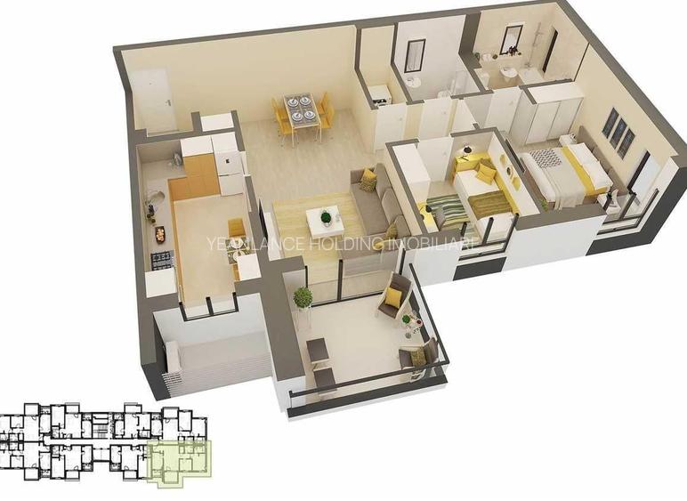 APARTAMENT 3 CAMERE METROU LAMINORULUI-BLOC NOU - 3