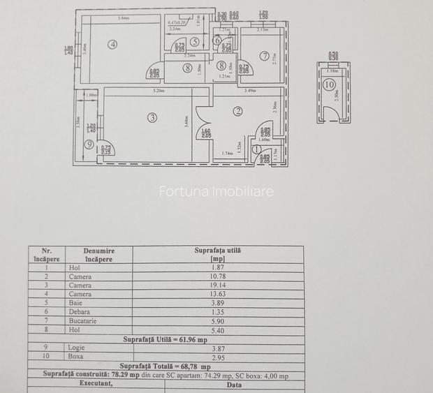 Apartament 3 camere, cu boxa, zona BCR - 13