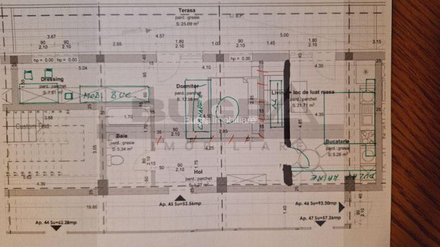 Apartament 2 camere 53mp+terasa 25mp, parcare, etaj intermediar - 1