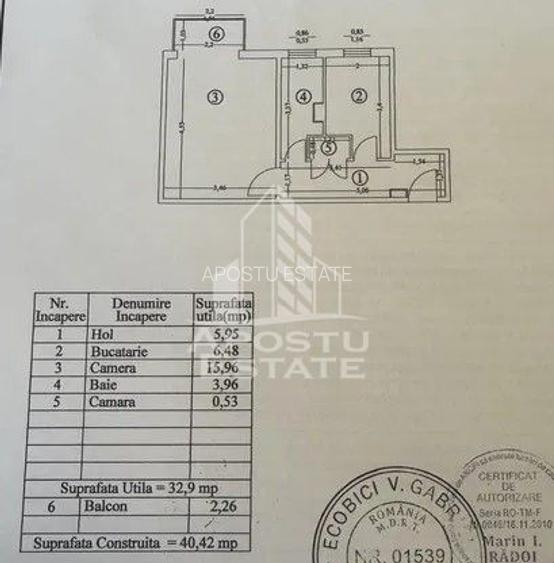 Apartament cu 1 camera, decomandat, etaj intermediar, zona Girocului - 6