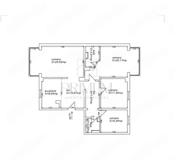 STEAUA - 4 Camere - 2 bai - 2 balcoane - Centrala proprie - Bloc Izolat - 7