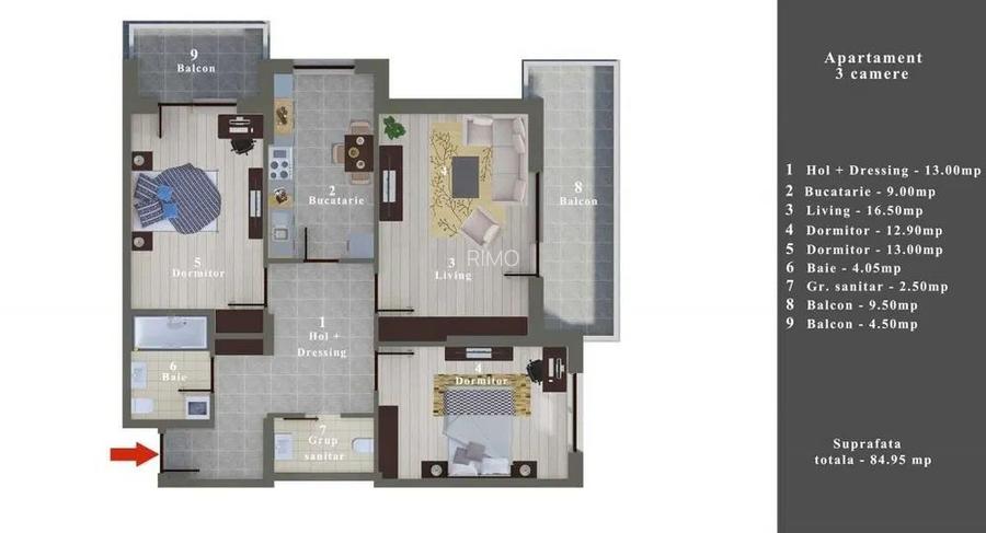 3 camere modern 99D Residence | Șos. Alexandriei | 2 Bai |  Bloc 2022 - 7