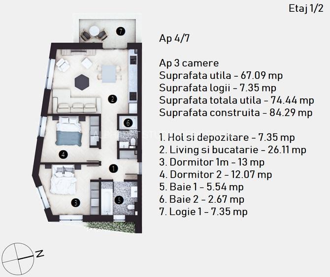 H35 - 3 camere, 74MP, 2 BAI, Doamna Ghica, Obor, Mega Mall, NZEB - 8