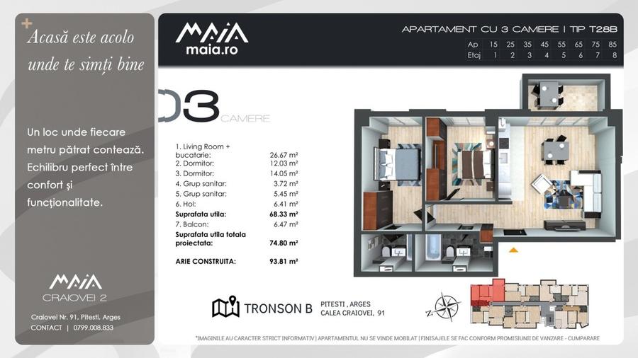 Maia Craiovei | 3 Camere Moderne | Aproape de Parcuri si Scoli - 2