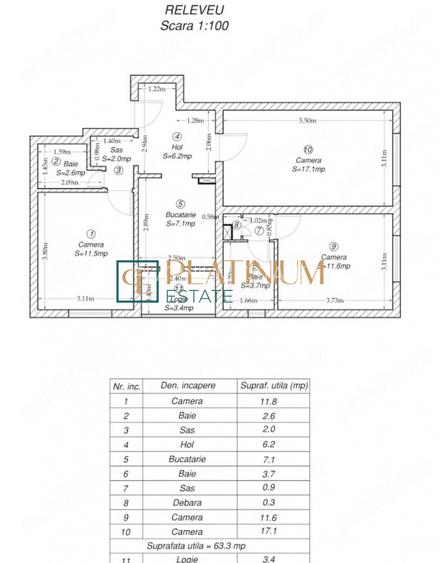 P4903 Apartament 3 camere DECOMANDAT, CENTRALA PROPRIE, ETAJ 2 - 9