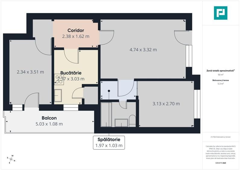 Apartament cu 3 camere, etajul 3, Calea Romanilor