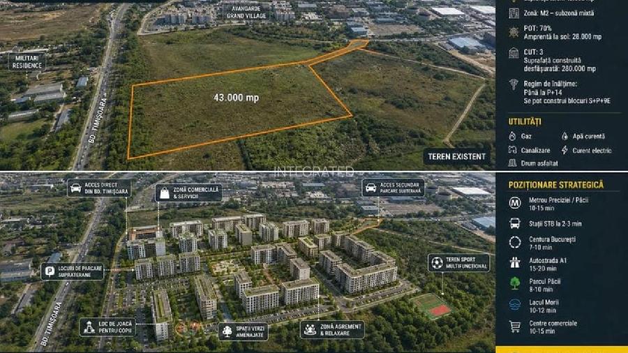 BULEVARDUL TIMISOARA, SECTOR 6, TEREN 43,000 MP - BLOCURI Ds+P+9E.