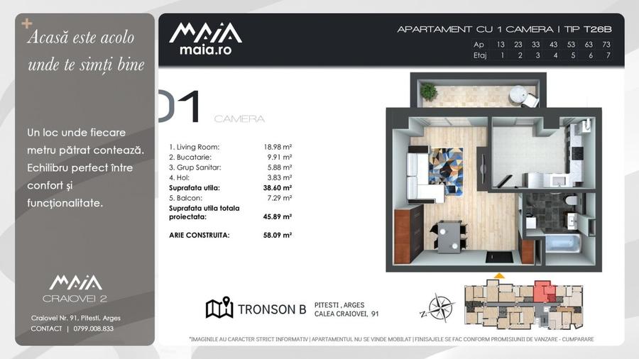 Studio Modern Pitesti | Zona Craiovei | Constructie Noua