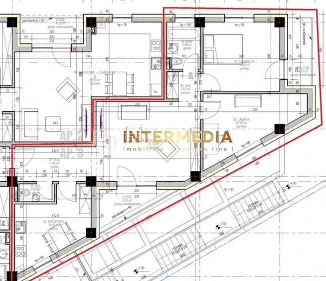 Apartament 3 camere, Bloc Nou, Zona Cetate, 74 MP + 2 Balcoane - 2