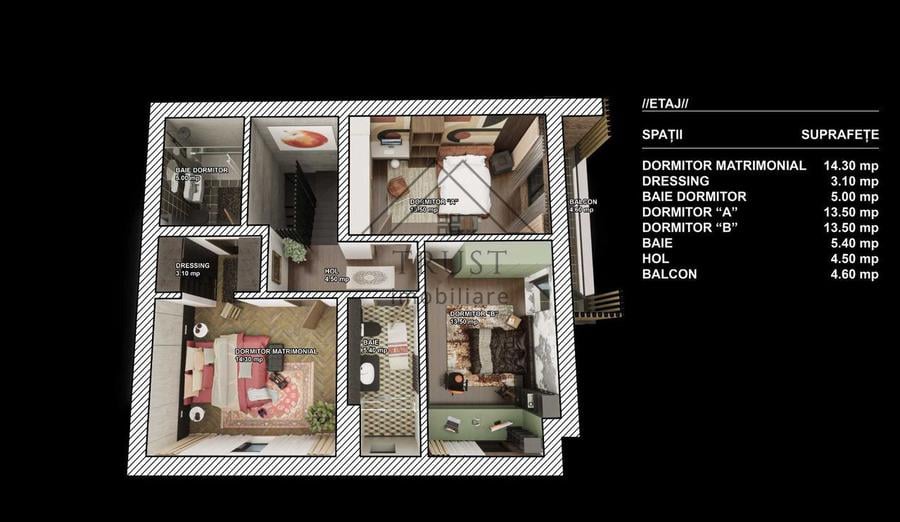 Duplex modern cu 3 dormitoare, pod circulabil și grădină amenajată în Florești