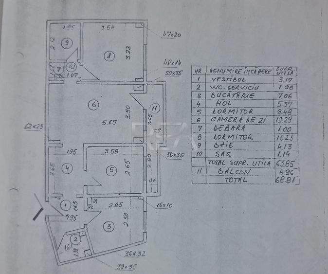 3 camere Dristor, centrală, inst. schimb., parcare, et. 3, boxă