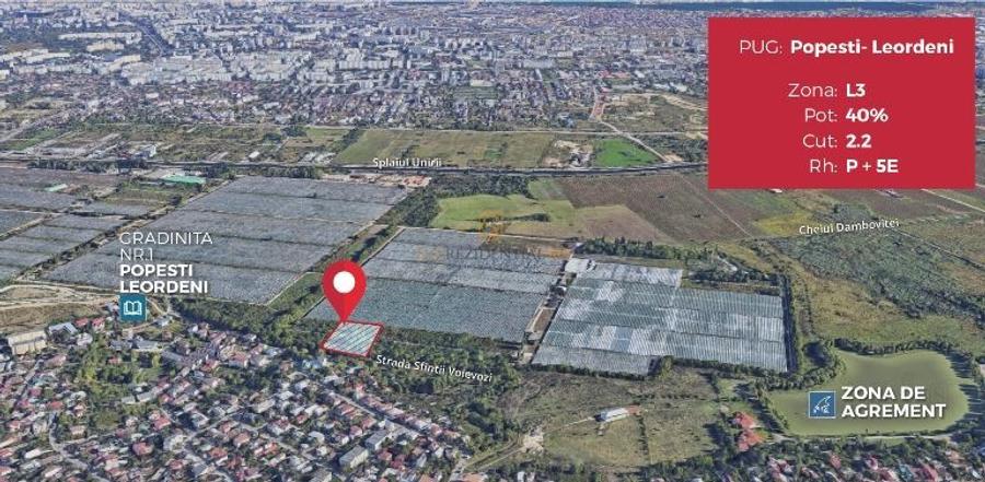 Vanzare teren intravilan, 6994 mp, deschidere ampla, Popesti-Leordeni