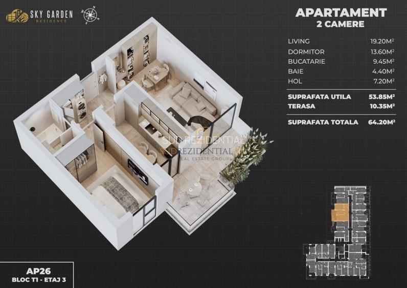 Apartament 2 camere, terasa, spatii comune premium, Sky Park Residence - 1