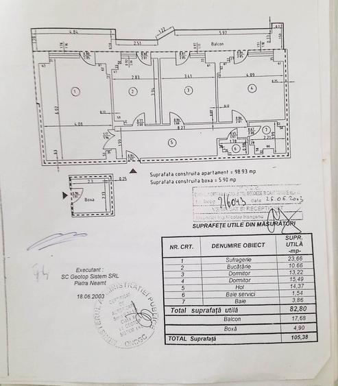 Apartament 3 camere, cu boxa si loc de parcare, zona 1 Mai