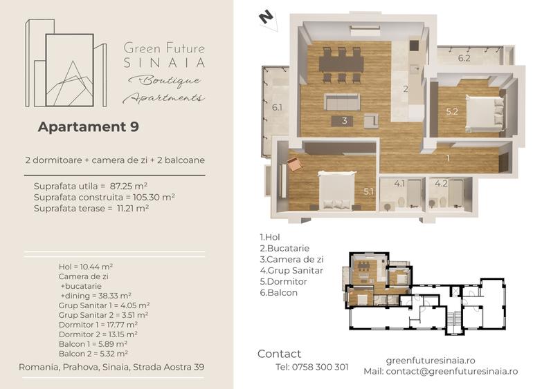 Apartament de 3 camere spatios in centrul statiunii -- Bloc nou
