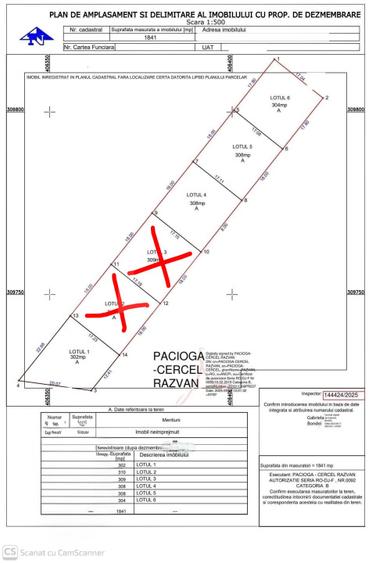 Teren 3 parcele intravilan, 308 mp, deschidere 18 m, Damila zona U.M.