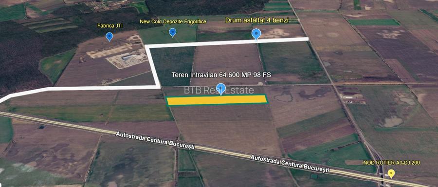 Vanzare Teren 64.600 MP Intravilan Tarla 11–Ștefăneștii de Jos, Zonă nod A3 – A0