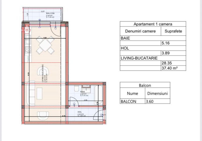 Garsoniera 36 mp Sanpetru - 2