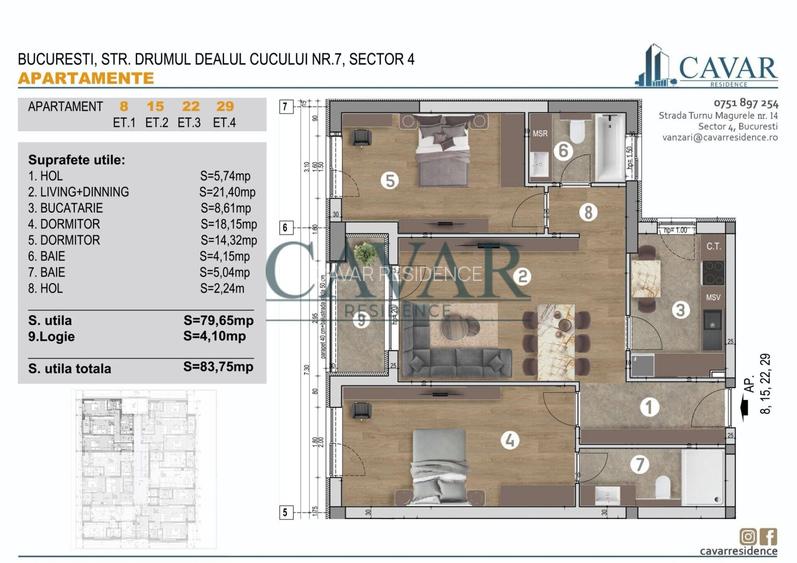Proiect Cavar Residence 3 Camere 2 Bai 83 mp - 2