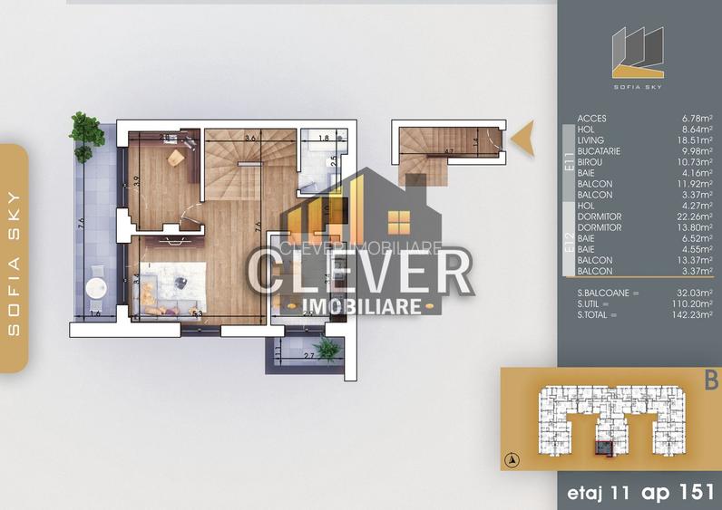 Duplex 4 Camere 143 mp, etaj 11/12, 3 bai, 700m metrou Teclu - 2