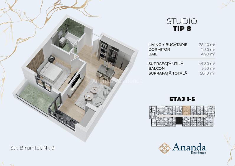 Bloc nou | Studio acces metrou | Ananda Residence Faza 2 - 1