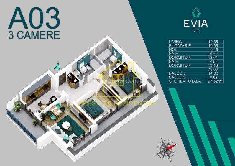 3Cam/ 98mp/ Premium/ 2Balcoane/ Titan-Pallady/ P+3 - 2