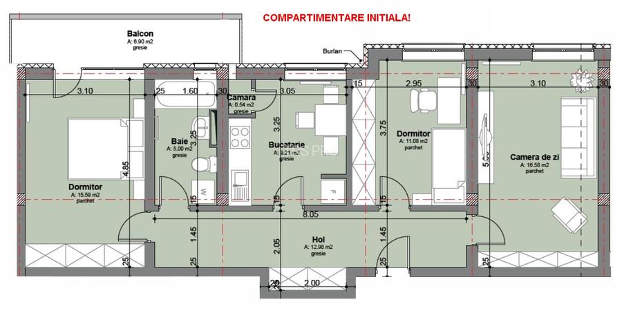 Apartament 3 camere, 71mp + boxa + parcare strada Florilor 207A, Floresti - 9