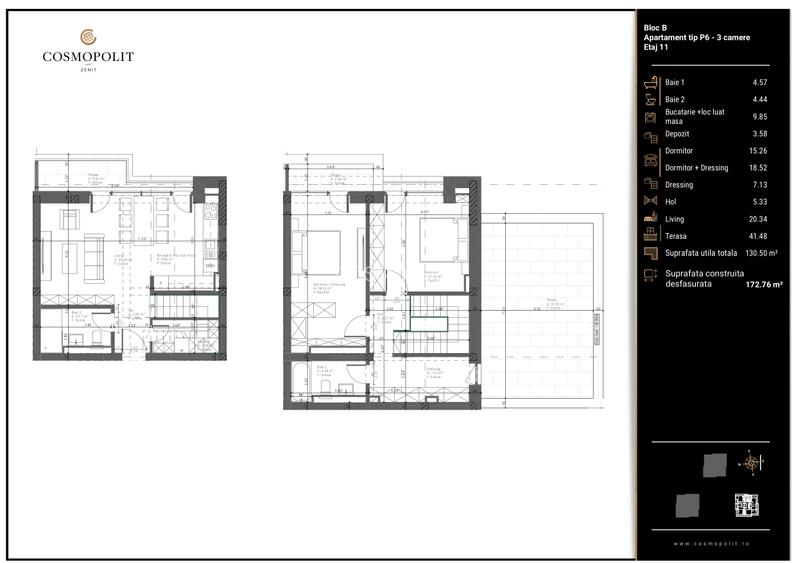 Penthouse 3 camere cu terase panoramice - COSMOPOLIT - Răcădău - 4