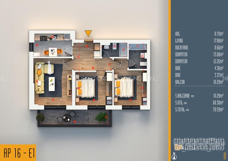 Neofort 84- 3 Camere Decomandat Pallady | Încălzire Pardoseală | Parcare Inclusa - 9