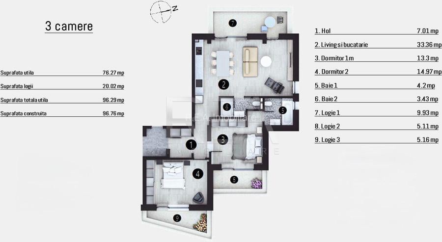 3 camere | Doamna Ghica | Comision 0 - 16