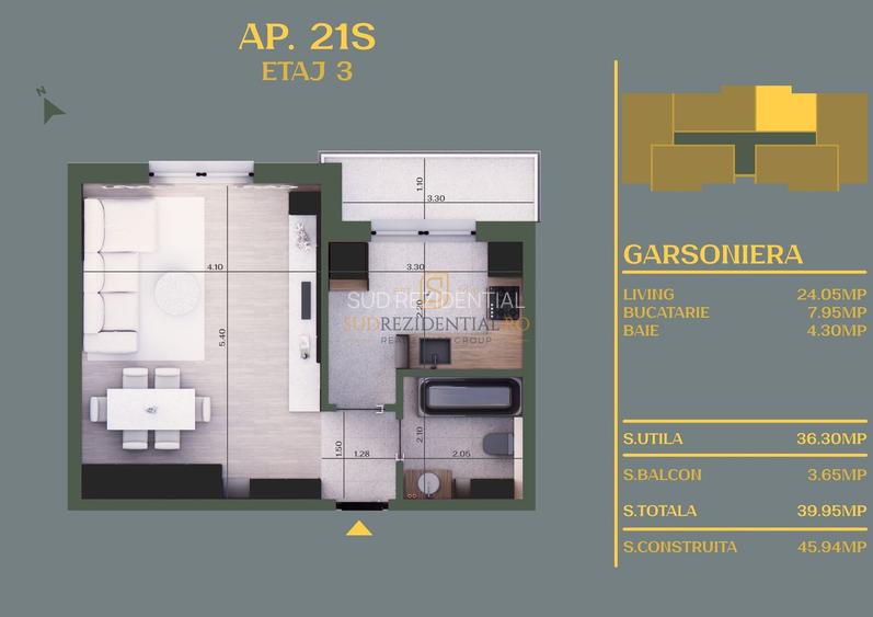 Nou! Garsoniera moderna, imobil nou, finisaje premium - Com Vidra, If - 8
