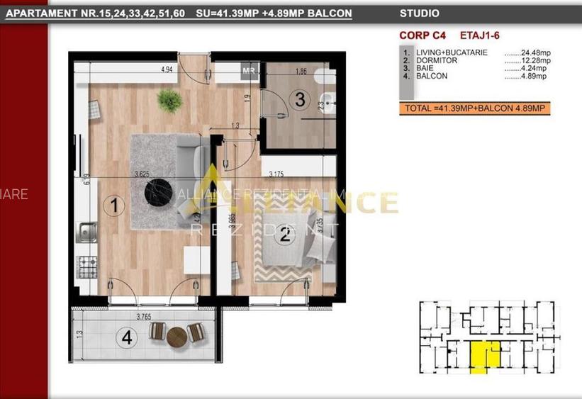 Vand apartament cu 2 camere tip studio I Metrou I 83000 ! - 8