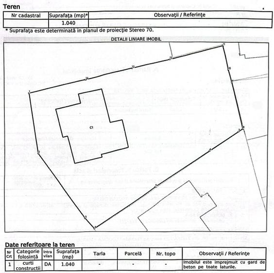 Teren 1040 mp cu casa demolabila - Grigorescu, front 35 m - 3
