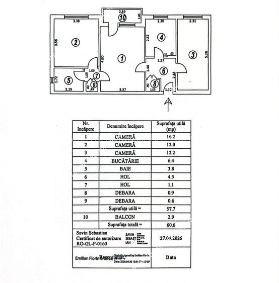 Apartament cu 3 camere zona centrală , stradal, intr-un bloc curat, 69.900 euro - 8