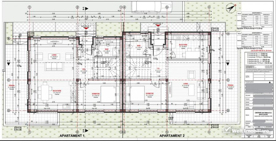 Duplex in complex, semifinisat, Chinteni, 4 dormitoare, 3 bai - 7