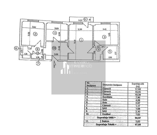 Apartament 3 camere bloc 1982 etaj 2 - Piata Sudului Sector 4 - 10