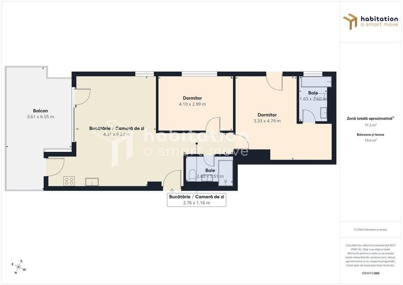 Tur virtual| 3 camere, premium, priveliște spre Bega, Central- Paltim