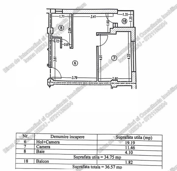 ⏩ Compozitori Studio 36,57m² Mobilat Utilat Centrala pe Gaze Etaj 3 - 11
