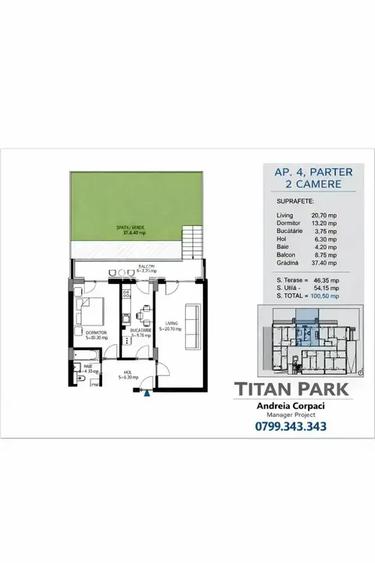 2 camere cu grădină – 12 min metrou Nicolae Teclu - 5
