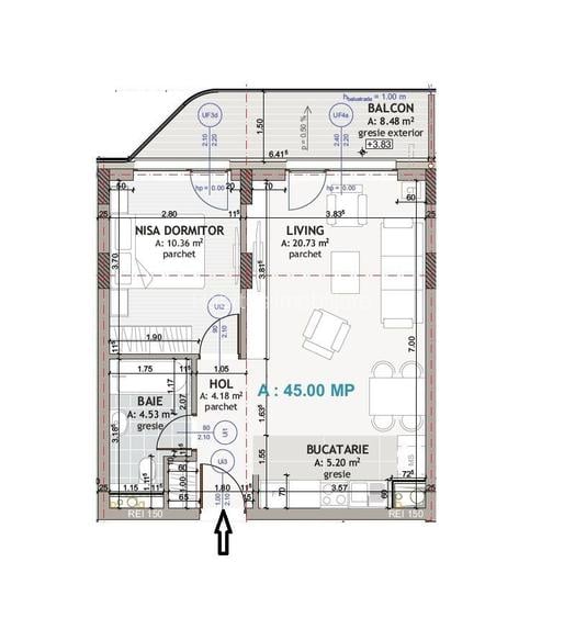 Apartament 2 camere, finisat modern utilat, et 1, Floresti str Eroilor - 8