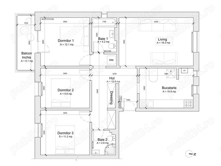 Apartament 4 camere, Faleza Nord  Unirii - 160.000 EUR - 2