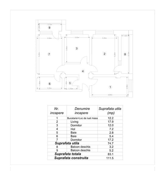 APARTAMENT cu 3 camere, mobilat și utilat, BLOC NOU, VASLUI - zona CARTIER; - 18
