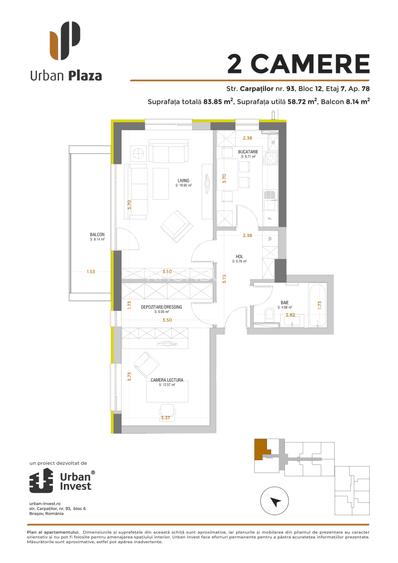 De inchiriat apartament 2 camere Urban Plaza - 1