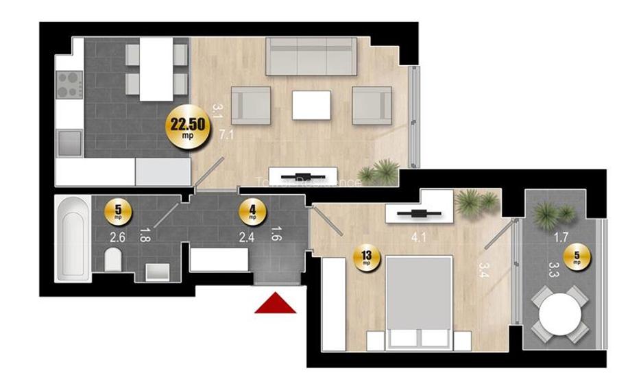 Apartament 2 Camere Incalzire in Pardoseala Ansamblu Nou Rahova - 3