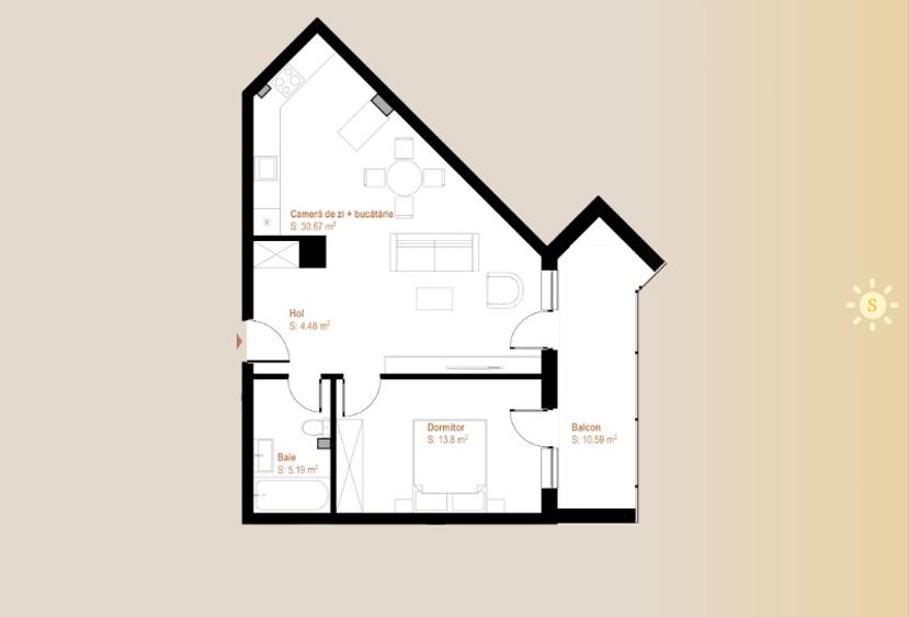 Apartament cu 2 camere 54mp utili Finisat plus 10mp terasa Vivo - 6