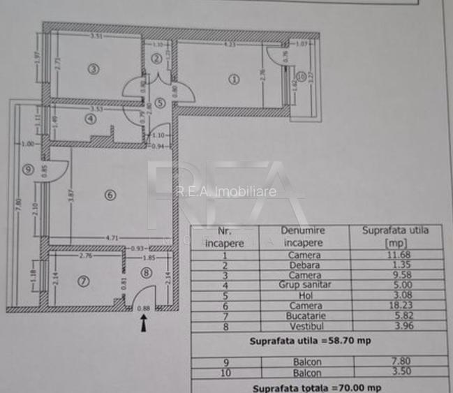 3 camere, 8/8, anvelopat, 70mp -Drumul Taberei - 8