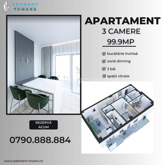 Adamant Towers | 3 camere | tip 3B  | 100mp |Sos Nicolina nr.54 Iasi - 17