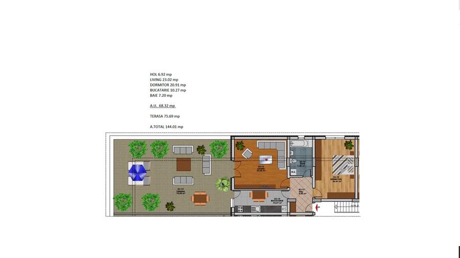 Apartament 2 camere decomandat-TERASA PROPRIE de 75 mp/Metrou Dimitrie Leonida - 1